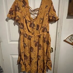 Torrid Mustard Paisley Mini Dress